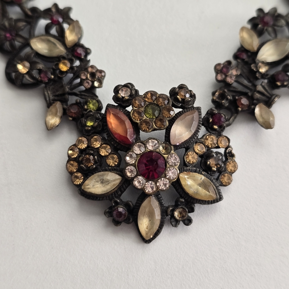 Vintage Romantic Goth Floral Statement Necklace | Dark Romance Victorian Bib Cho - Picture 4 of 11
